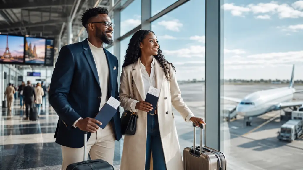 A couple at the airport